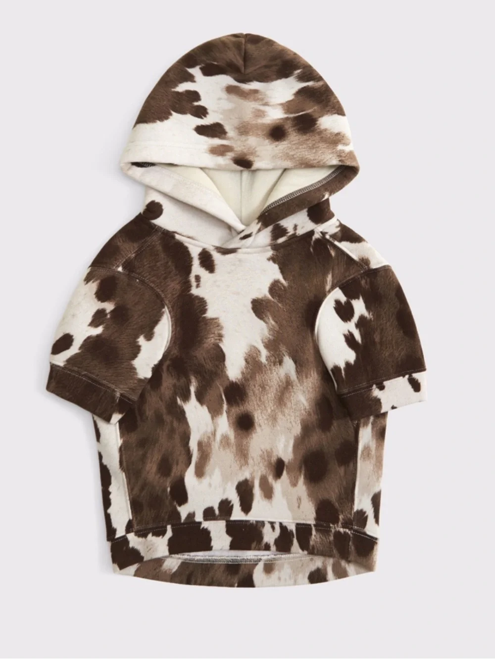 Abercrombie & Fitch A&F Essential Pet Pupover Hoodie Brown Cow Pattern Sz Large